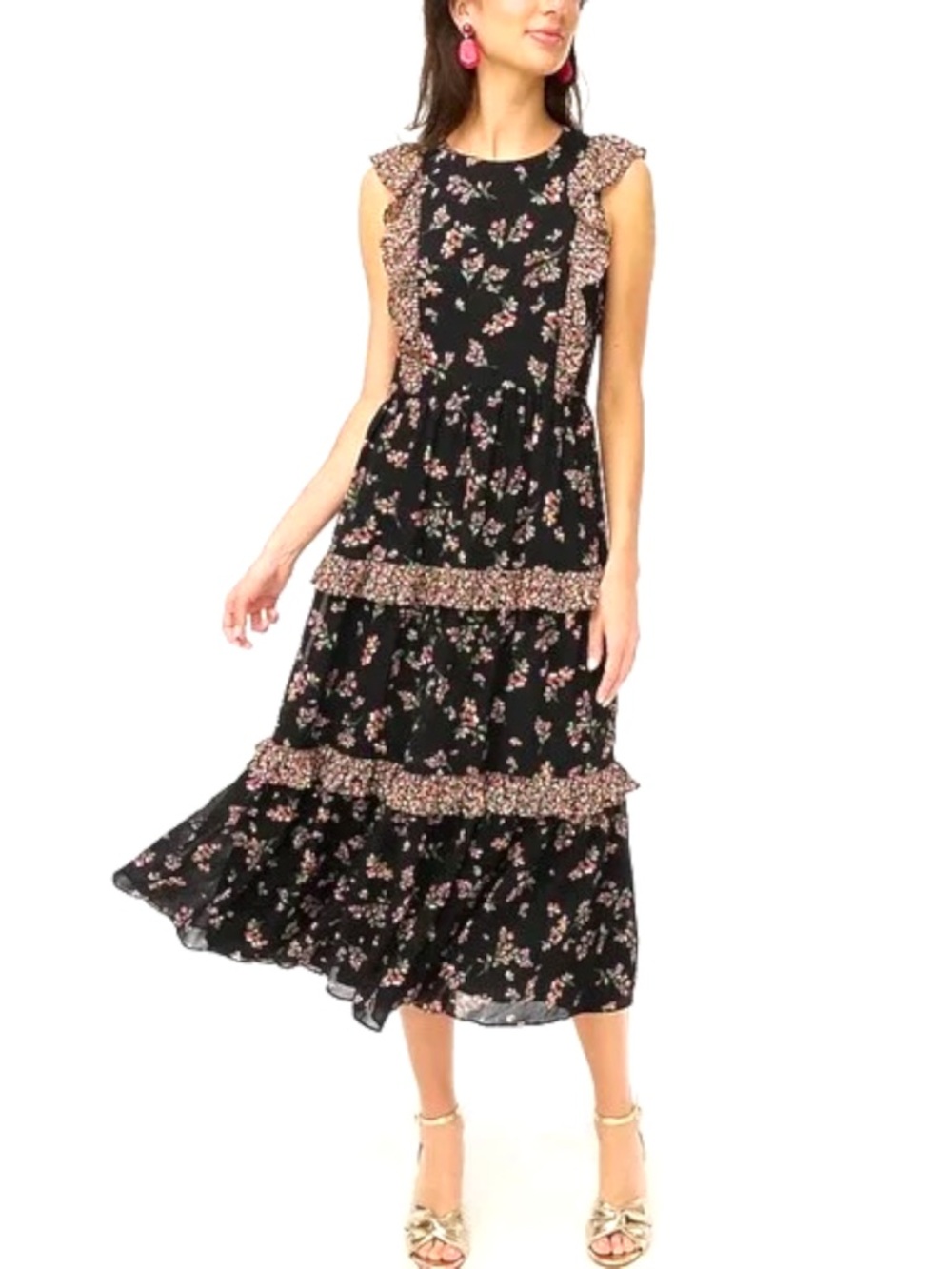 NWT J. Crew Floral Ruffle Midi Dress